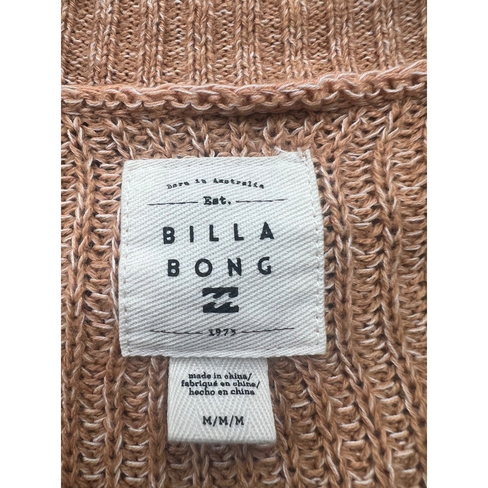 Billabong Surplice Wrap Sweater Womens Medium Tan Ribbed Knit V-Neck Boho - Picture 3 of 7